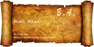 Budi Alex névjegykártya